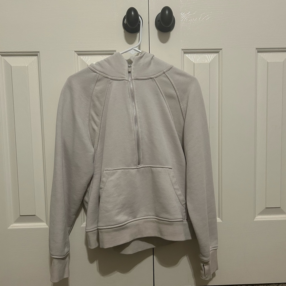 Danskin Women's Off-White Cropped Half-Zip Active Sweatshirt